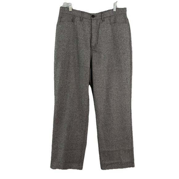 Vintage L.L. Bean Women’s Size 16 Gray Herringbone Virgin Wool Silk Trouser Pats - Picture 1 of 8